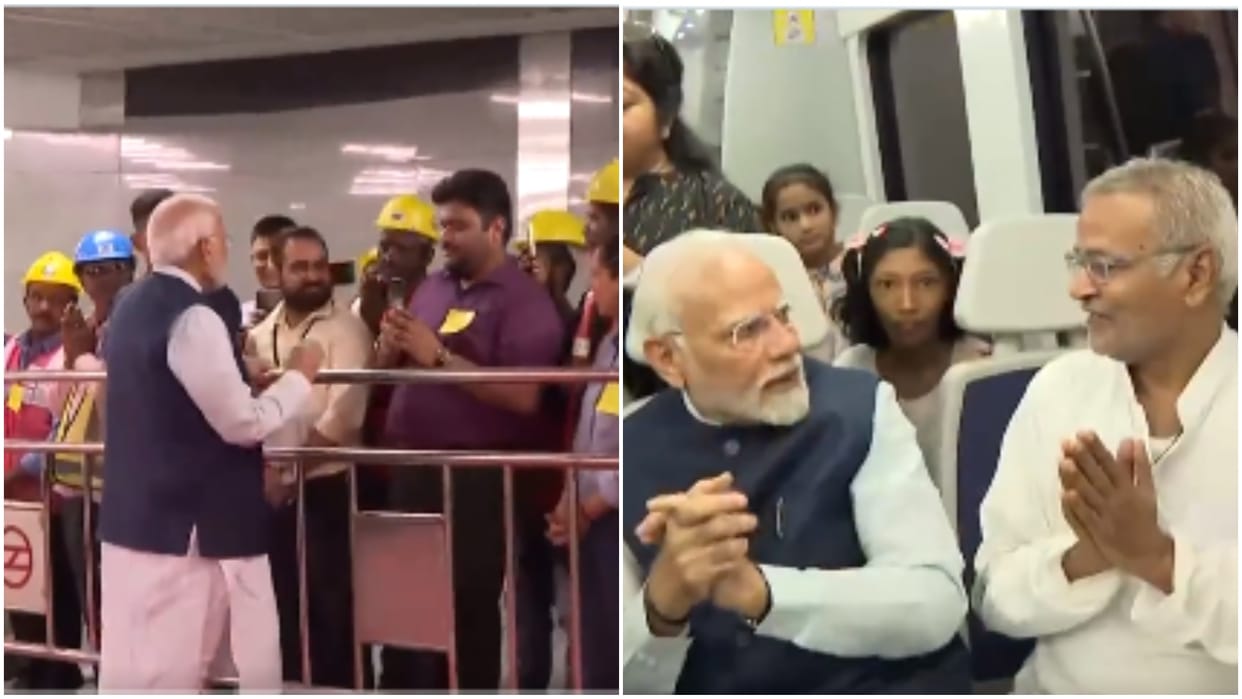 PM Modi travels in Delhi Metro ahead of inaugurating the extension of Delhi Airport Metro Express line