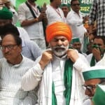 महापंचायत में भाकियू नेता राकेश टिकैत।