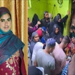 महिला का फाइल फोटो और विलाप करते परिजन।