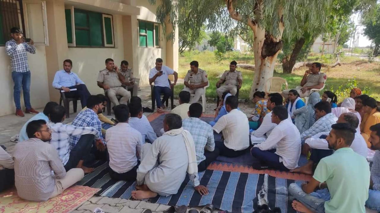 Community Health Center staff sitting on strike in Charkhi Dadri