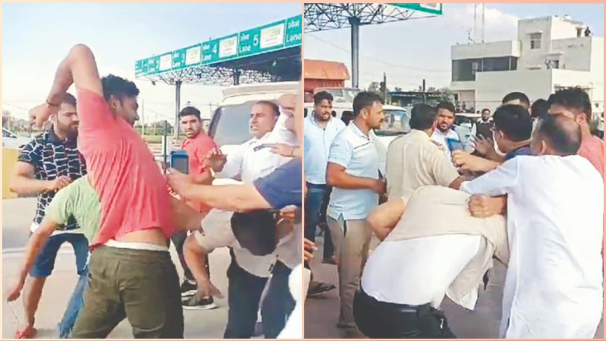 Haryana: BJP District President's car stopped at Jharoti toll, video of fight goes viral