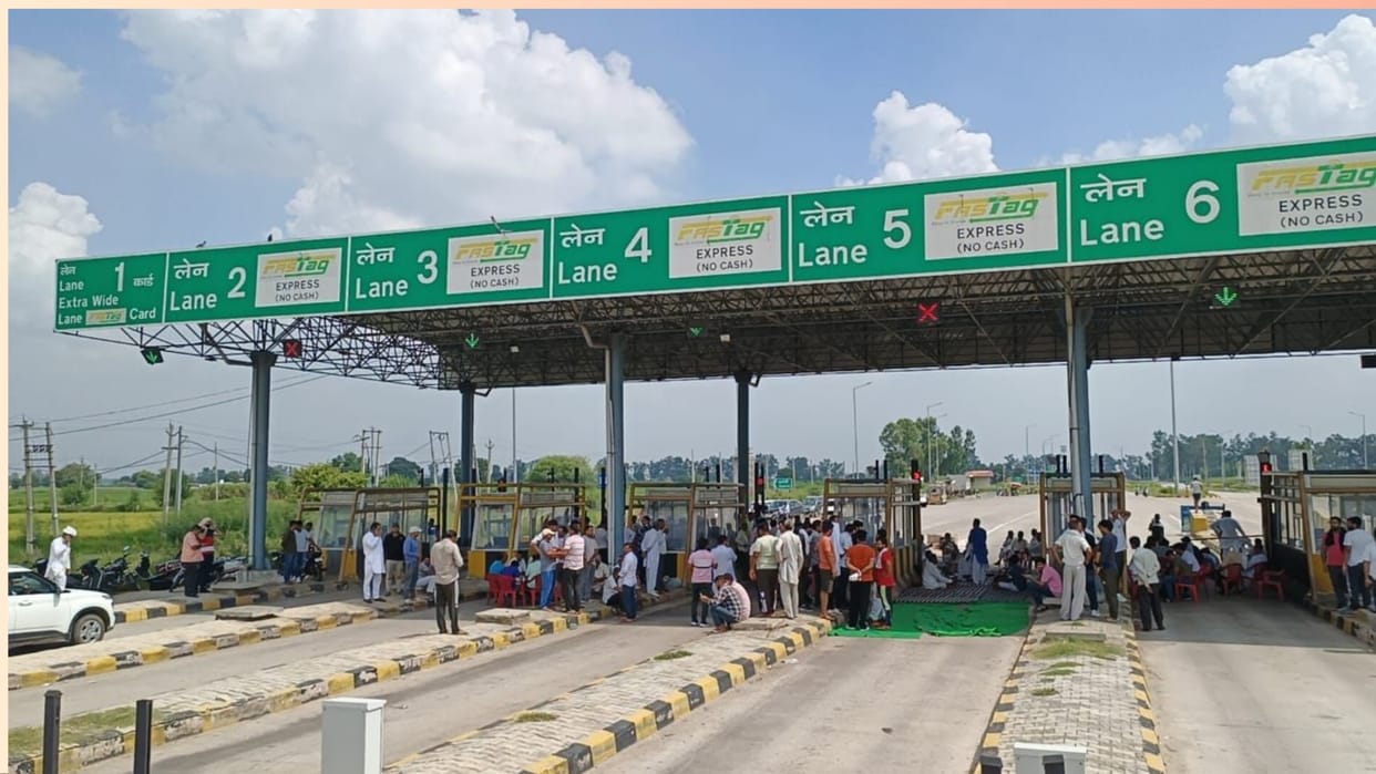 Toll free for five villages at Jharoti Plaza in Sonipat