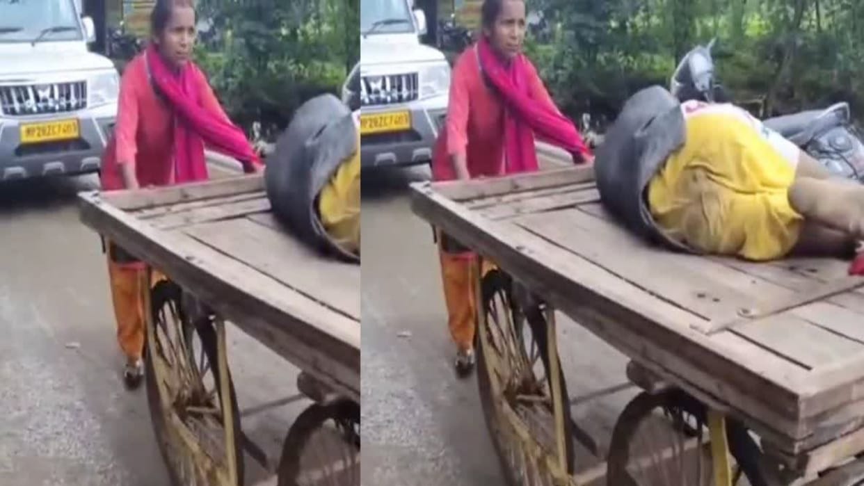Ambulance not found in Chhindwara wife took injured husband to hospital on cart