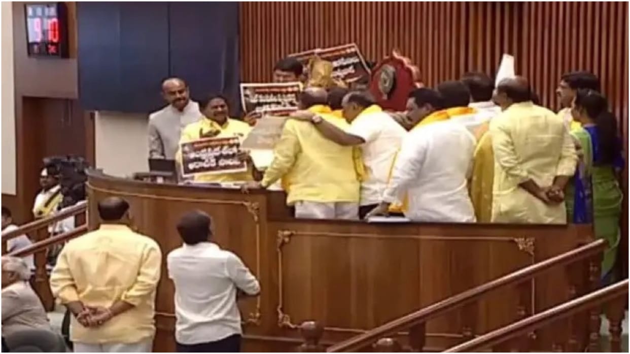 TDP MLAs suspended Andhra Pradesh assembly speaker Tammineni Sitaram