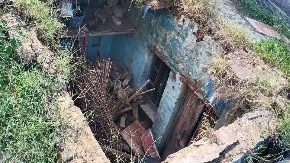 Rain destroyed old woman house