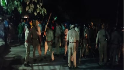 Police lathi charged villagers who were protesting by keeping dead bodies on road on Deoria Kasya road