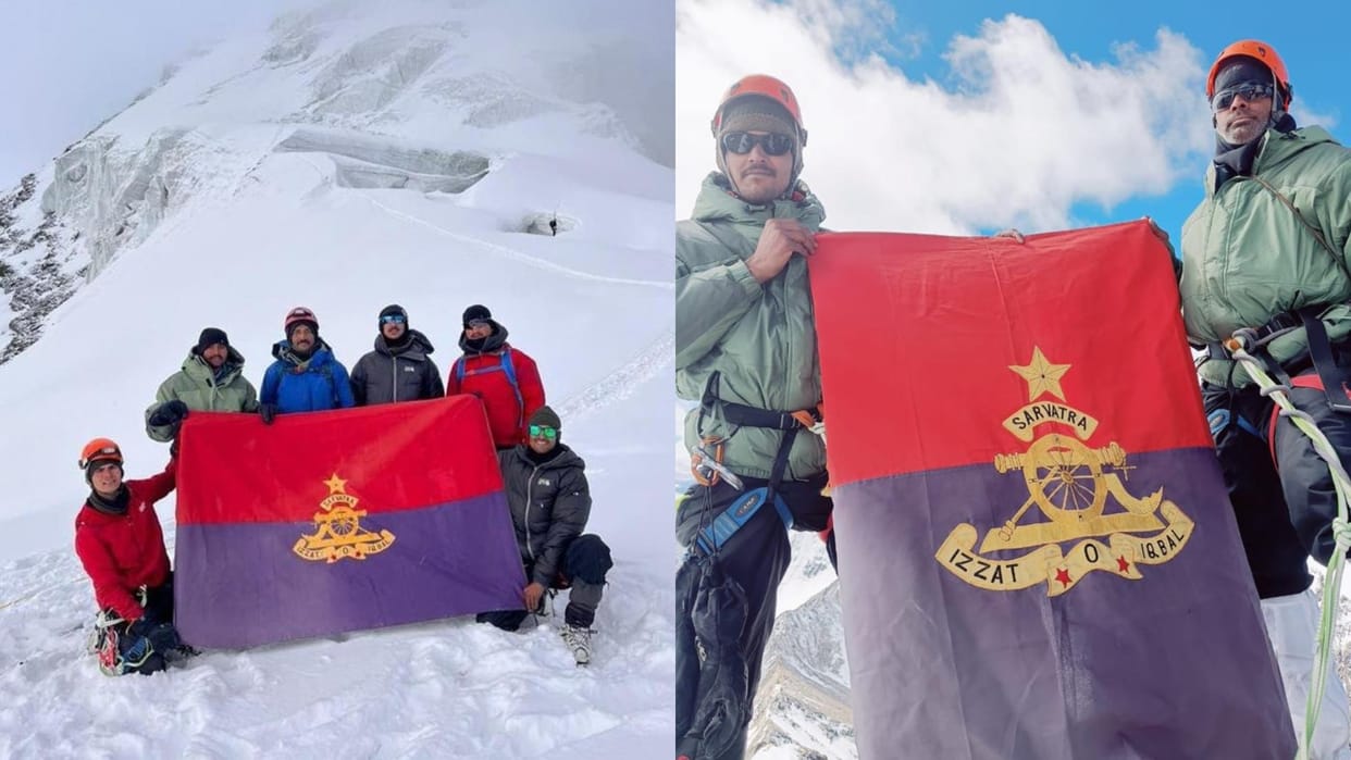 Laddakh: Indian Army team Gunners successfully climbs mount kang yatse