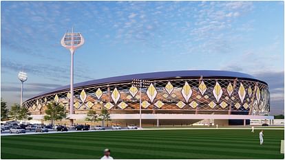 Varanasi Stadium Design and budget with trident floodlights Damru shaped Pavilion