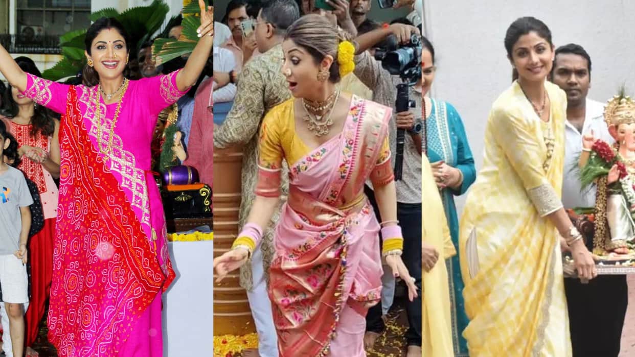 Ganesh Visarjan 2023 shilpa shetty full look for ganpati Visarjan