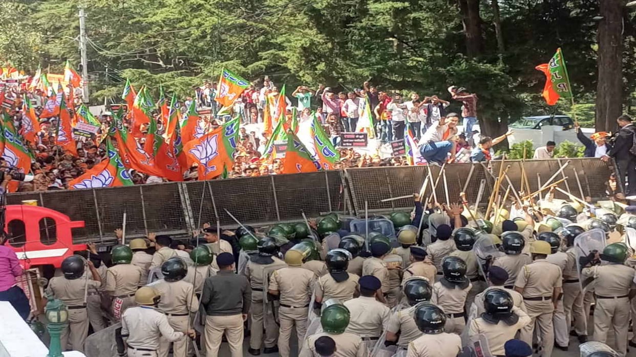 himachal BJP protest in shimla chauda maidan today