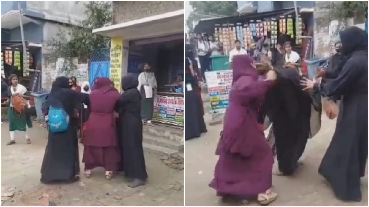 College girls fought with each other in middle of the road for boyfriend in Siwan; video viral