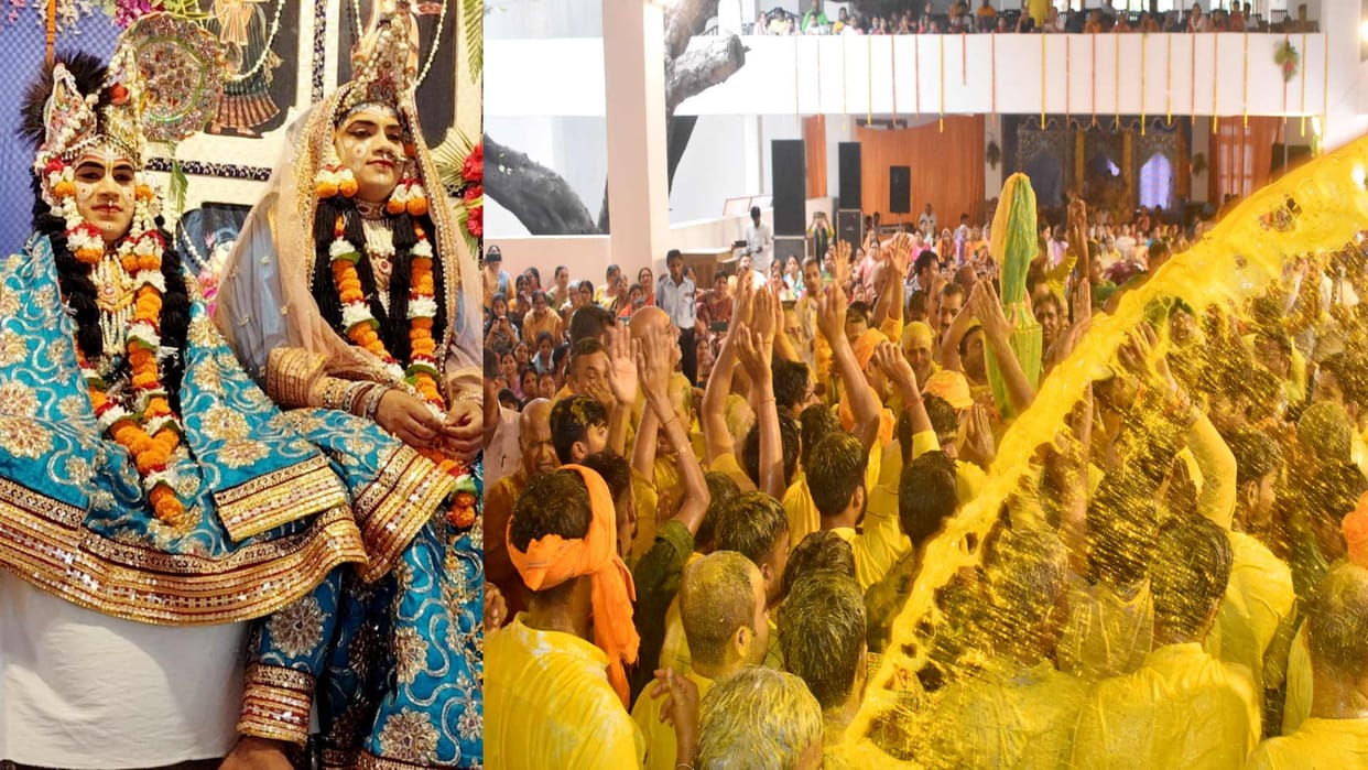 Geeta Vatika Devotees played Holi from Dadhikich