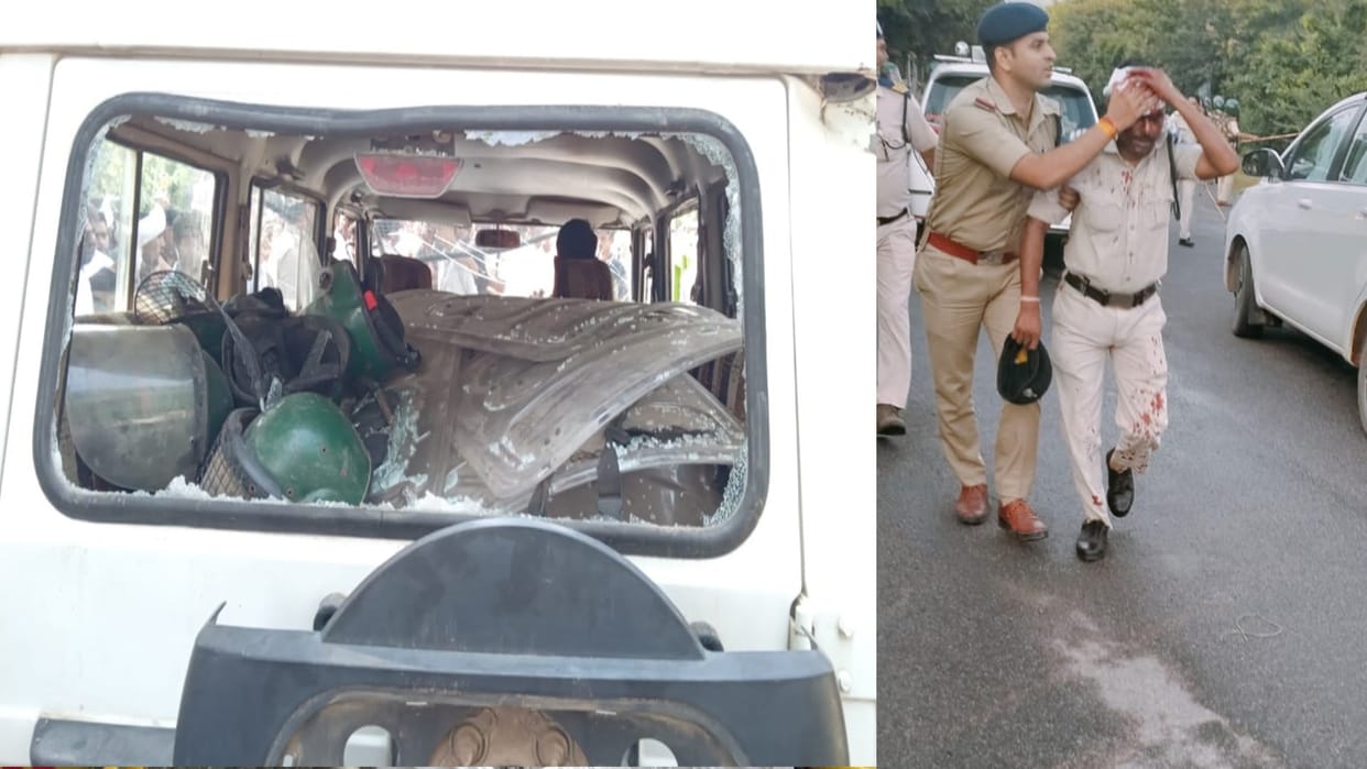 MP News: In Gwalior, stones were pelted on the vehicles of several officers including the Collector