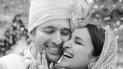 Parineeti Chopra Raghav Chadha wedding Photos couple looked beautiful in white Marriage dress see viral pics