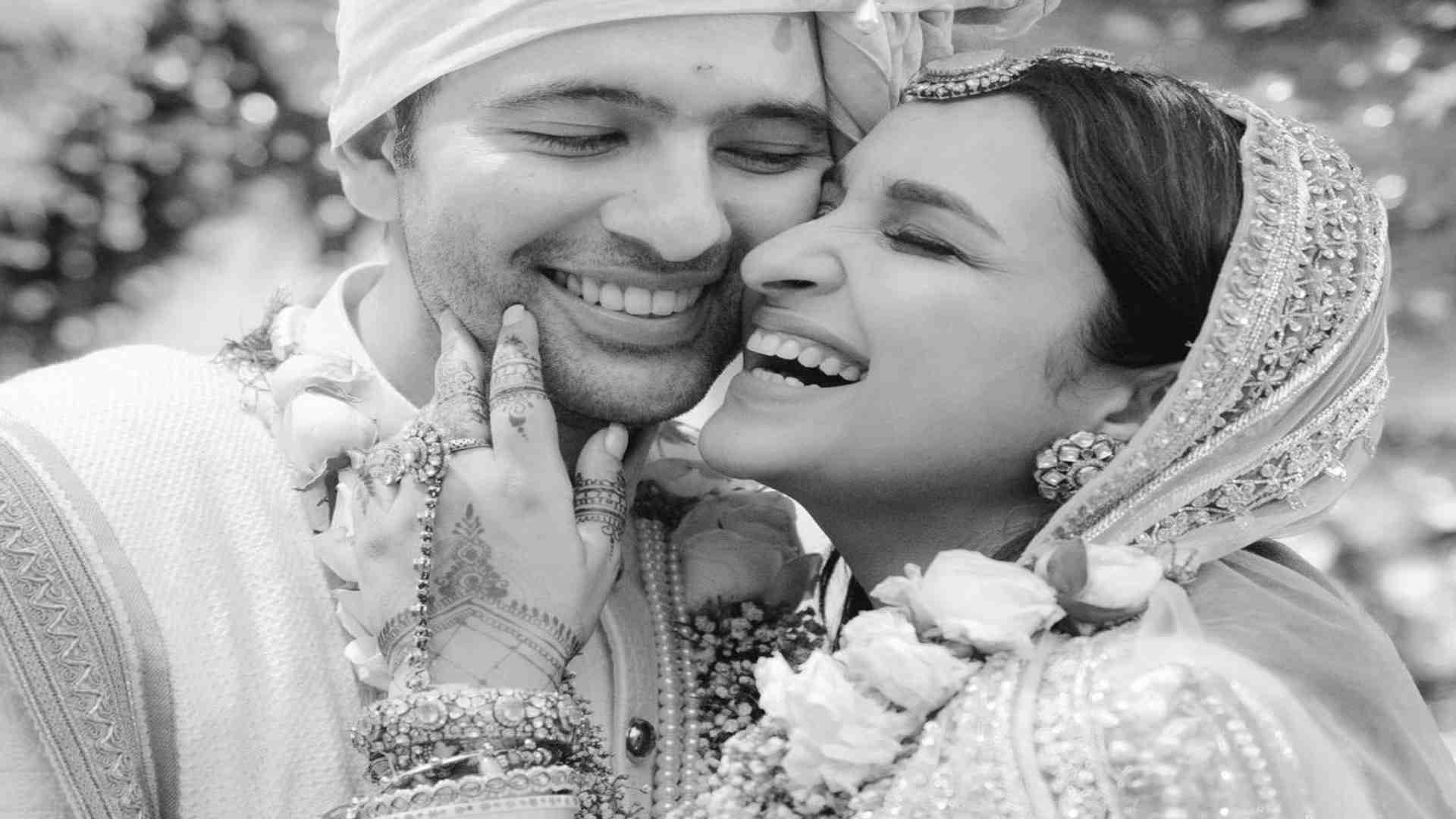 Priyanka Chopra blesses the newly weds Parineeti Chopra and Raghav Chadha as they share the wedding pictures