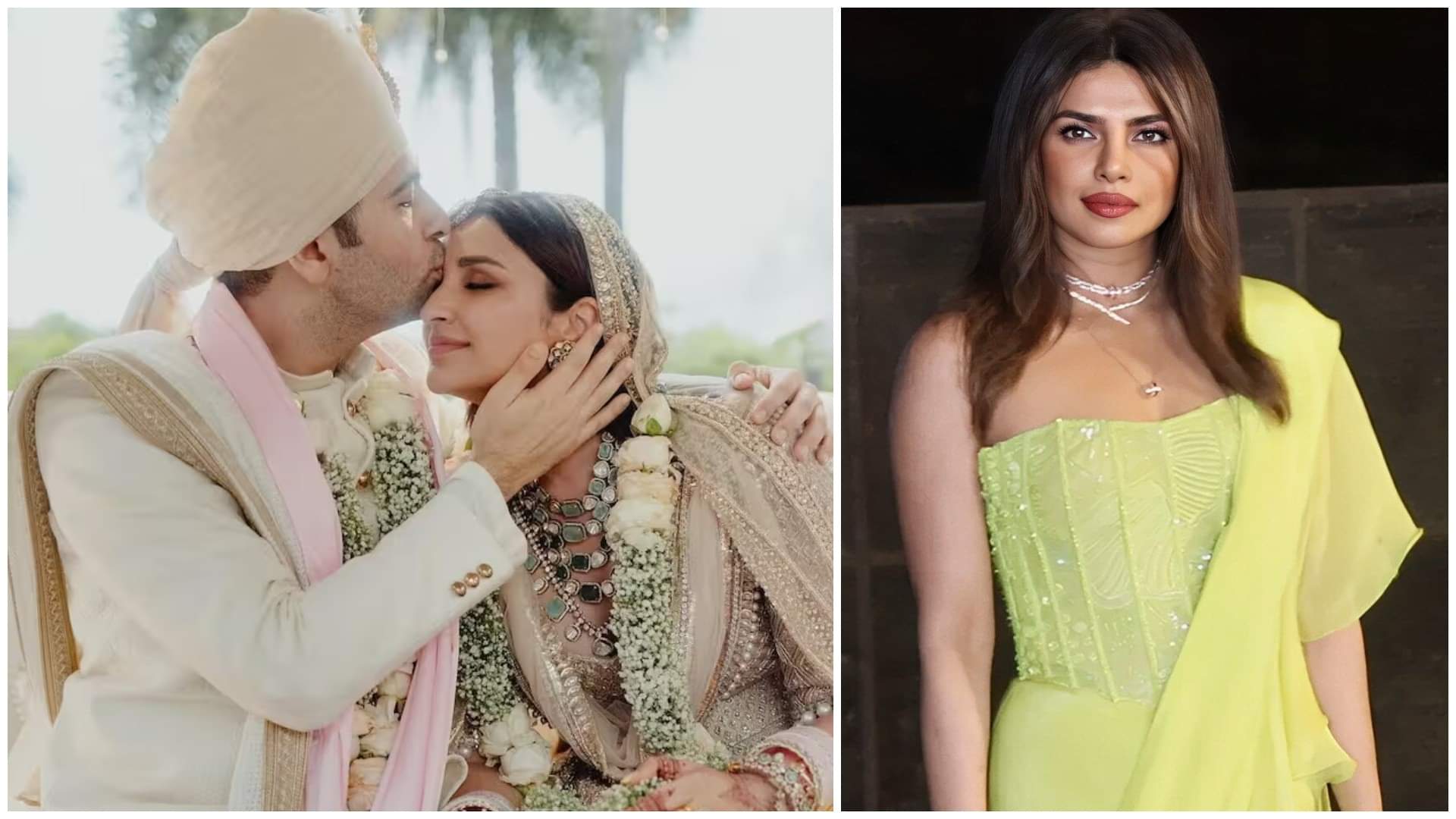 Priyanka Chopra blesses the newly weds Parineeti Chopra and Raghav Chadha as they share the wedding pictures