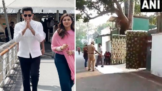 actor Parineeti Chopra welcome in Residence of AAP MP Raghav Chadha in Delhi after wedding