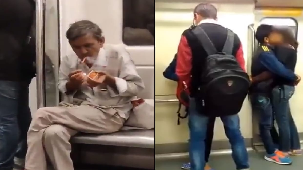 Elderly person lit beedi in Delhi Metro and couple did objectionable act