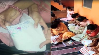 Girls from villages are learning the art of making the world famous Chamba handkerchief.