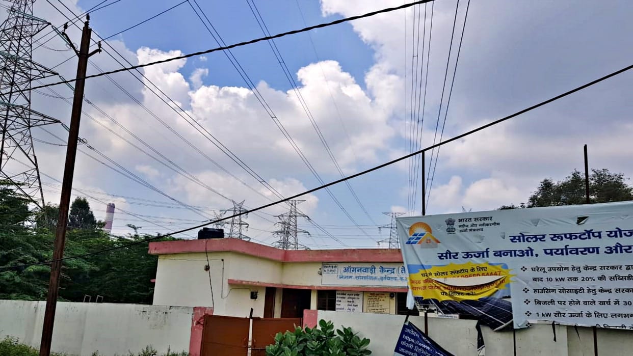 Electric wire passing over Anganwadi center in Singrauli