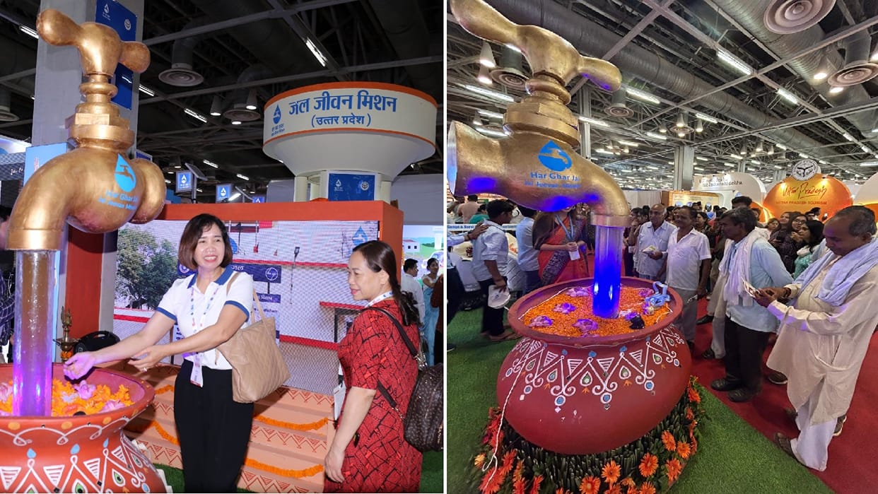 Stall built on theme of Har Ghar Jal Gaon was crowded all five days in UP Trade Show.