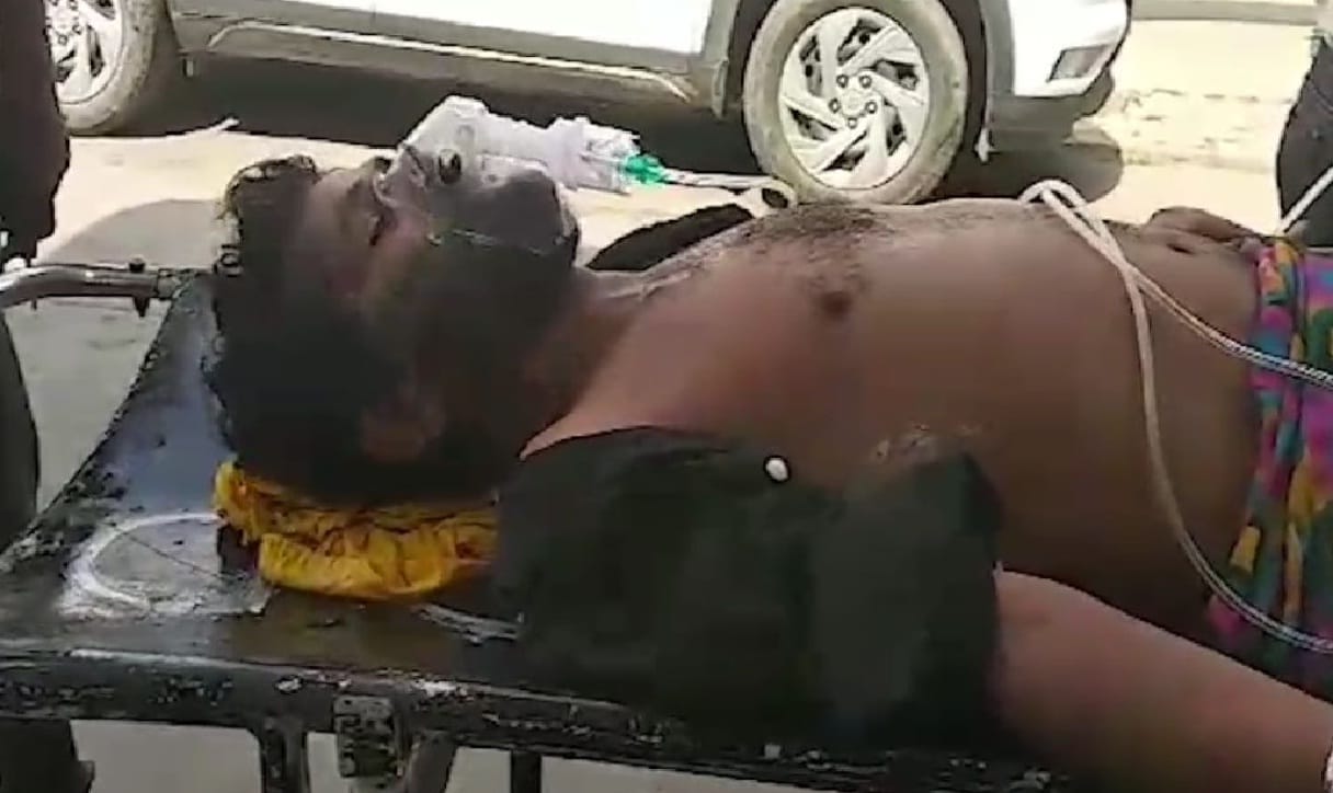 Patient came for ultrasound, sent with empty oxygen cylinder, patient was short of breath