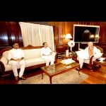 केन्द्रीय गृह मंत्री एवं भाजपा नेता अमित शाह के साथ रालोजद के राष्ट्रीय अध्यक्ष उपेन्द्र कुशवाहा