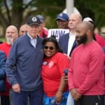 US President Joe Biden meets workers of United Auto Workers Union