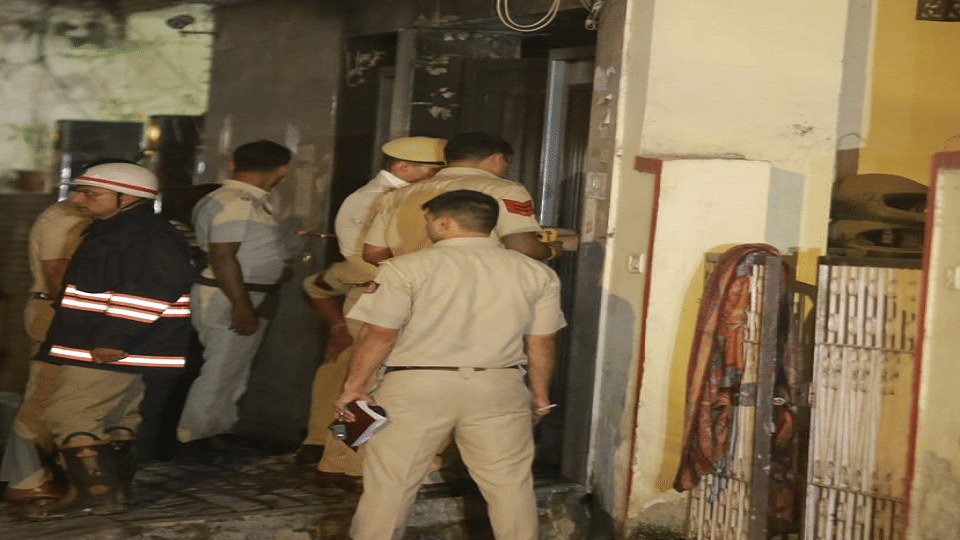 Photos of massive fire in PG of Mukherjee Nagar in Delhi
