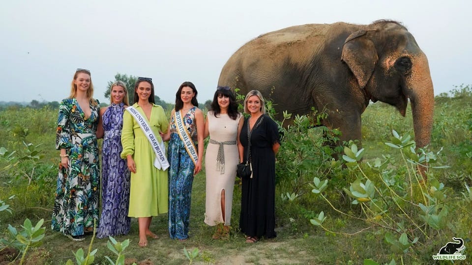Miss Universe Great Britain 2023 visit Elephant Conservation Center mathura