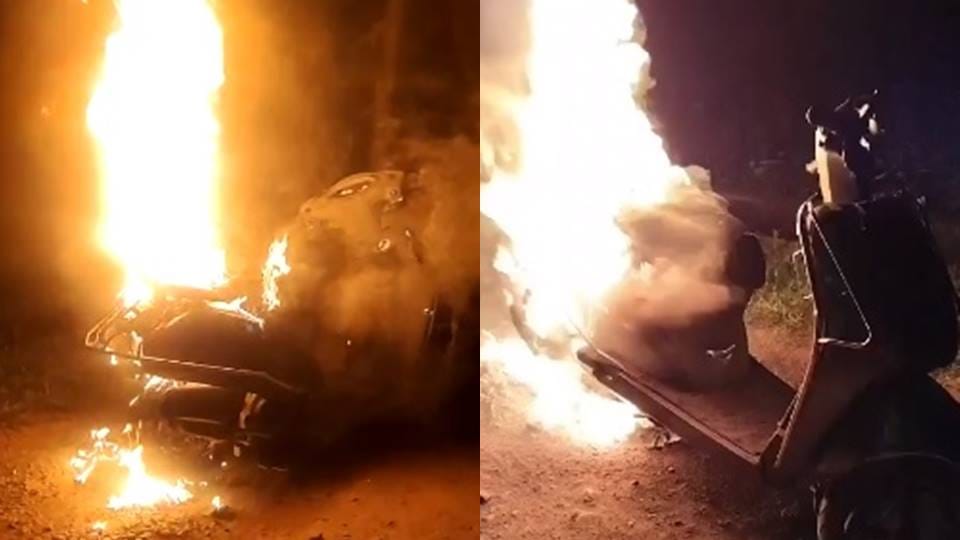 Anti-social elements set scooter on fire
