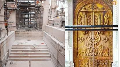 Pics of stairs and doors of Ram temple in AYodhya.