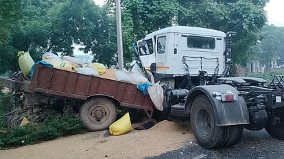 Truck collides with tractor-trolley parked on the roadside