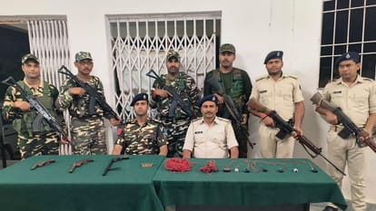 Gaya Crime Huge quantity of weapons including two 22 KG cane bombs found in Barachatti forest
