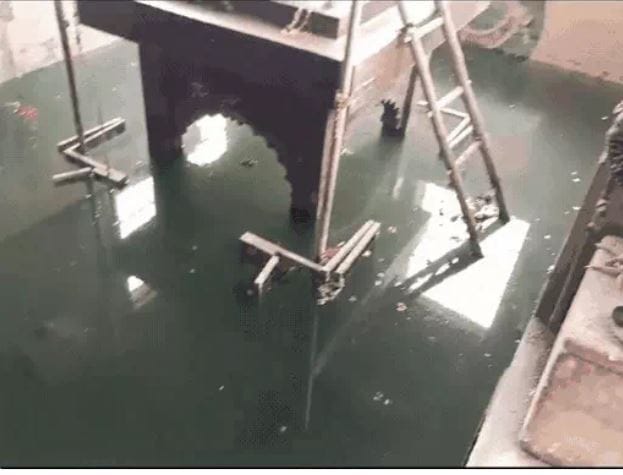 Sewer water filled in Mahashamshaneshwar Mahadev temple The idols of Manikeshwari Mata also drowned