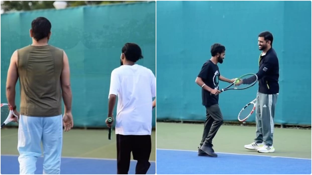 MS Dhoni played tennis with friend video viral on social media