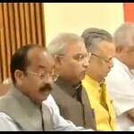 बीजेपी केंद्रीय चुनाव समिति की बैठक में रमन सिंह, अरुण साव।