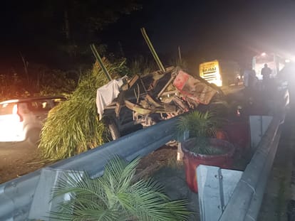 Haridwar Delhi Highway Accident Tourist bus collides with tractor trolley father and son Died