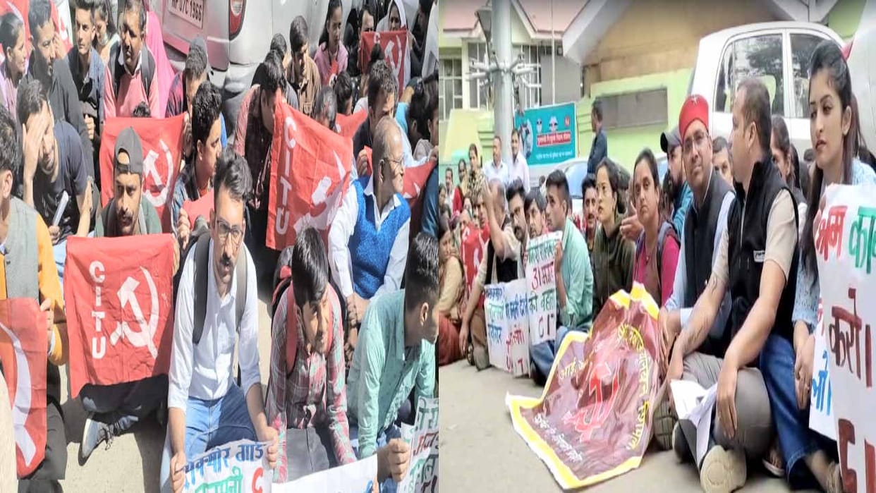 Security personnel angry at being fired from job, staged a protest in IGMC under the banner of CITU