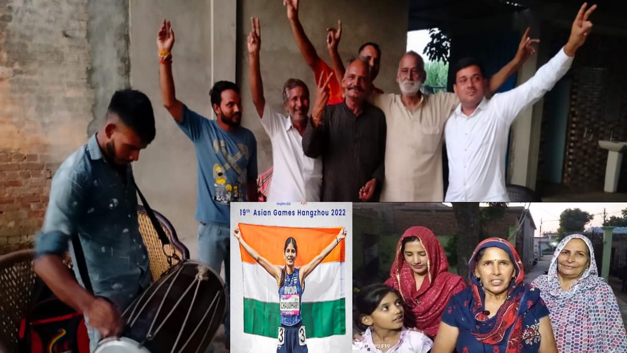 Parul Chaudhary wins gold medal in Asian Games, family celebrating with drums in village, see photos