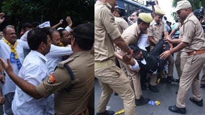 लखनऊ: आप सांसद संजय सिंह के आवास पर प्रवर्तन निदेशालय ने मारा छापा, कार्यकर्ताओं ने किया प्रदर्शन, झड़प AAP activists protest against ED raid on MP Sanjay Singh.