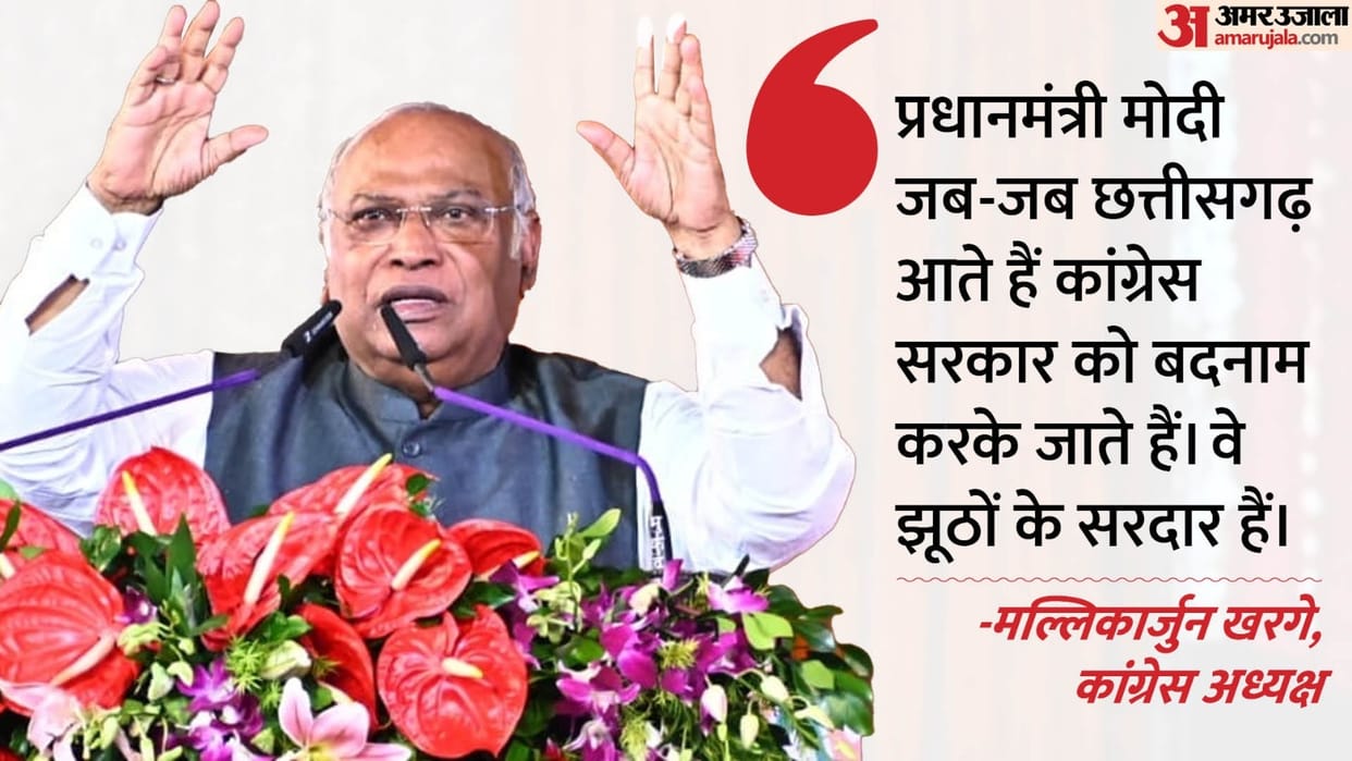 Mallikarjun Kharge reached Raigarh tour attacked PM modi