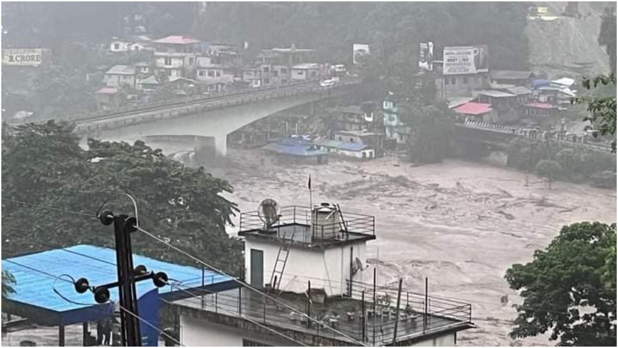 Major roads and bridges washed away due to cloud burst in Sikkim high alert as water level Teesta river rises