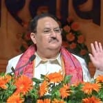 बापू सभागार में भाजपा के राष्ट्रीय अध्यक्ष जेपी नड्डा।
