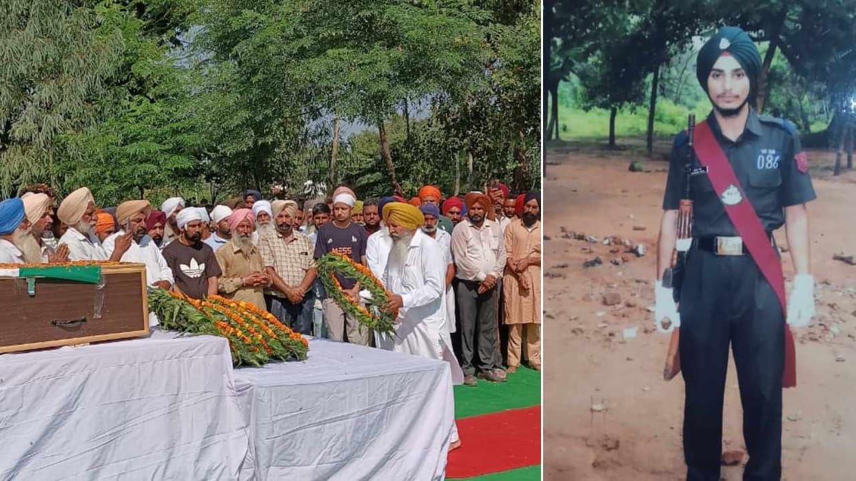 The last rites of soldier Parvinder Singh took place in his native village