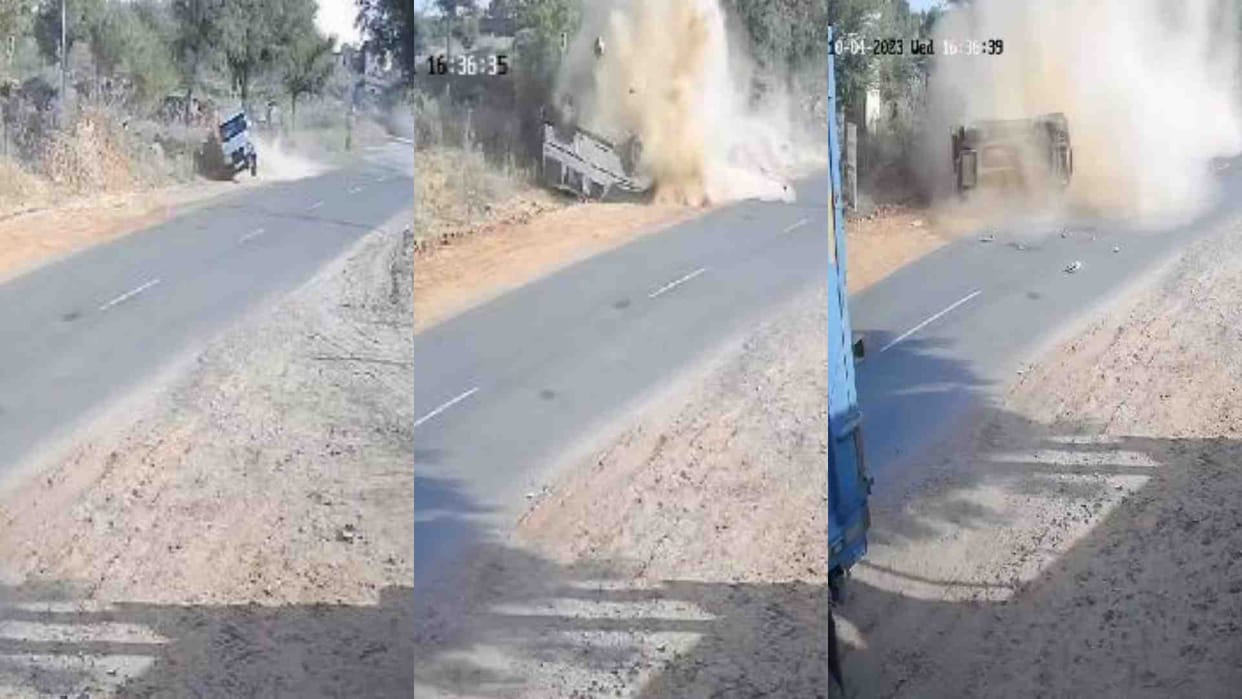Bolero overturned dangerously in Jhunjhunu Lalpur