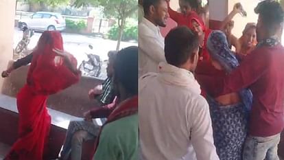 daughter in law beat her husband and father in law with kicks and slippers in etmadpur tehsil In Agra