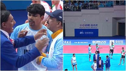Asian Games: कबड्डी फाइनल में हंगामा, पहले भारत फिर ईरान के खिलाड़ी धरने पर बैठे; एशियाड में पहली बार हुआ ऐसा Asian Games 2023: Uproar in Kabaddi final, match suspended; Dishonesty with Indian players for the third time
