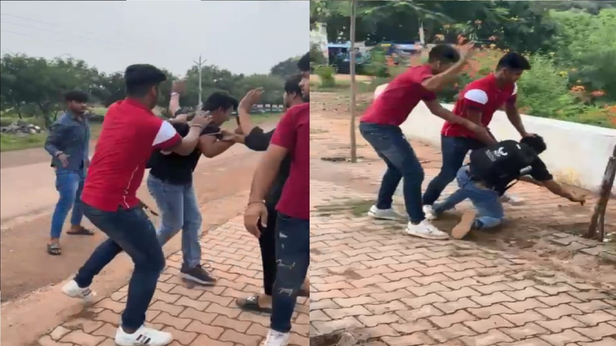 Raipur: Heavy kicking and punching between students of Kalinga University
