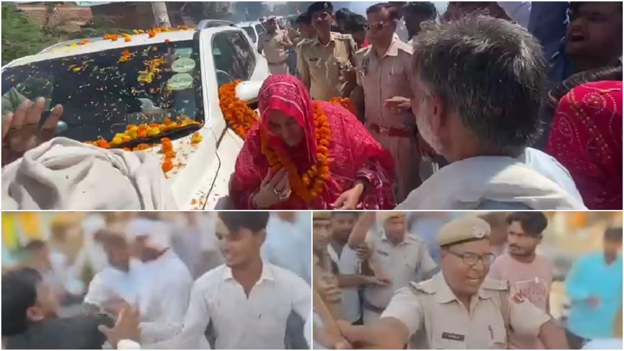Two youths tried to show black flags at Zahida Khan's rally in Bharatpur, supporters beat them